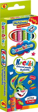 КАРАНДАШНЫЕ МЕЛКИ - 6 цветов + точилка - BAMBINO