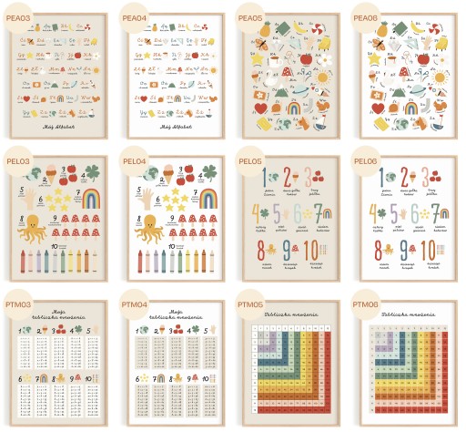 Plakat ALFABET 30x40 A3 MODNY boho vintage MONTESSORI