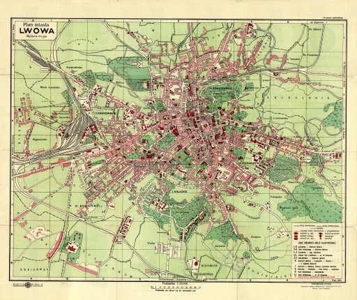 Stary plan Lwów 1925r. 70x60cm