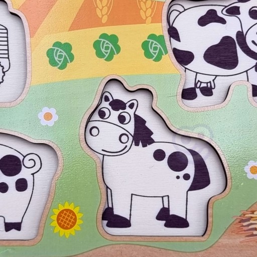 Деревянный пазл Монтессори «Ферма» с соответствующими булавками TooKY TOY