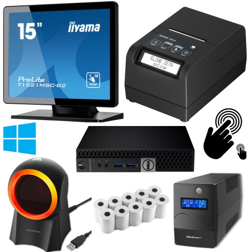 POS SET TOUCH 2D READER ФИСКАЛЬНЫЙ ПРИНТЕР ELZAB ZETA ONLINE 15 UPS
