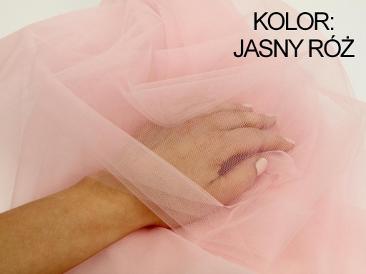 WELON ŚLUBNY 150 cm jednowarstwowy szeroki na grzebyku - kolor JASNY RÓŻOWY