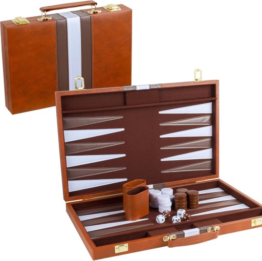 BACKGAMMON TRYKTRAK podróżn skóra syntetyczna gra planszowa dla dwoja