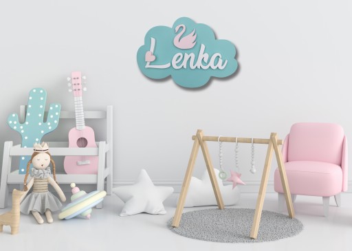 3D ОБЛАКО ИМЯ РЕБЕНКА на стене XXL