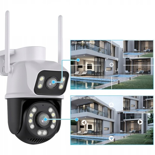 ВНЕШНЯЯ ВРАЩАЮЩАЯСЯ IP-КАМЕРА ДВОЙНАЯ УЛЬТРА-КАМЕРА 6 Мп WIFI 4xZOOM ИК две линзы