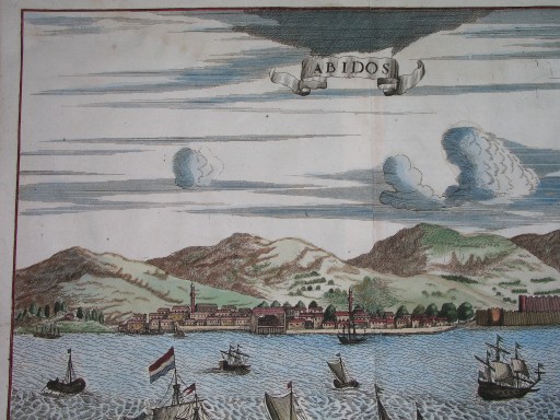 1687 супер ORIENT ABIDOS морские корабли ОРИГИНАЛЬНАЯ панорама порт Азии