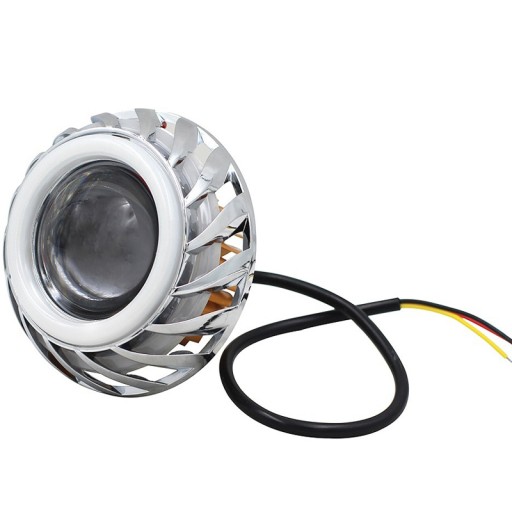 Motorcycle LED Headlight Projector Lens Dual Angel Devil Eye Head Lamp