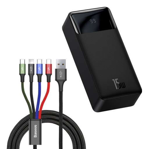 BASEUS POWER BANK 30000мАч 15Вт + USB-кабель 4в1 1,2м
