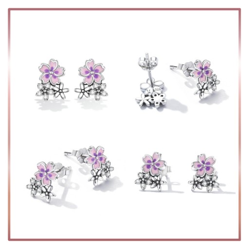 Серебряные серьги ОЧАРОВАТЕЛЬНЫЕ РОЗОВЫЕ ЦВЕТЫ S925