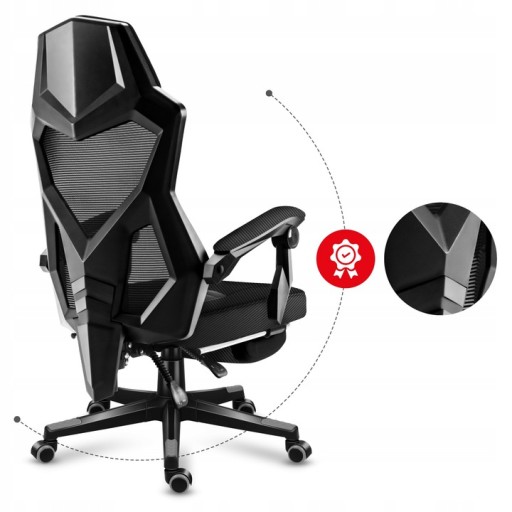 Игровое кресло Gamer, подставка для ног, регулируемая спинка, Huzaro Combat 3.0 Carbon