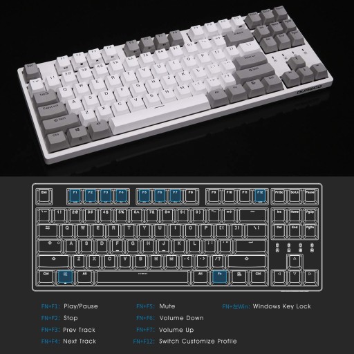 МЕХАНИЧЕСКАЯ КЛАВИАТУРА DURGOD TAURUS K320 CREAM WHITE CHERRY MX BLUE DE