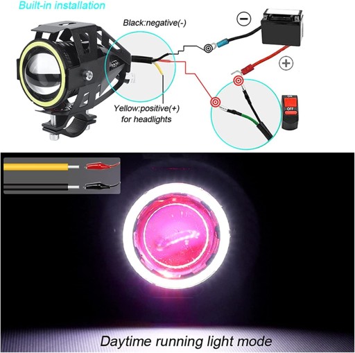 2 * ФАРА RGB СВЕТОДИОДНАЯ ЛАМПА U7RING МОТОЦИКЛОВЫЙ ПЕРЕКЛЮЧАТЕЛЬ