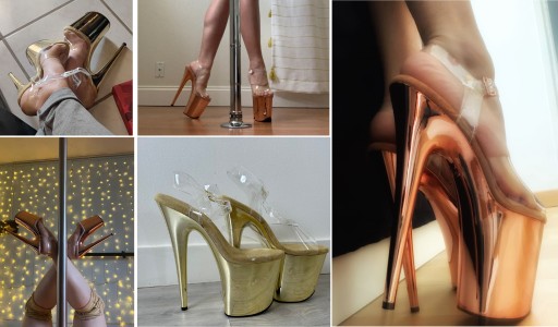 ЖЕНСКИЕ ТУФЛИ НА ПЛАТФОРМЕ, ЗОЛОТЫЕ SEXY HEELS, SexyHeels, 20 СМ, размер 39