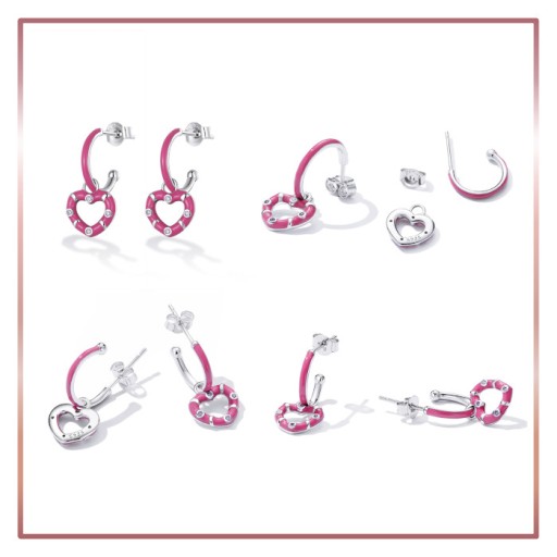 Серебряные серьги СИЯЮЩАЯ ЭМАЛЬ СЕРДЕЧКИ S925