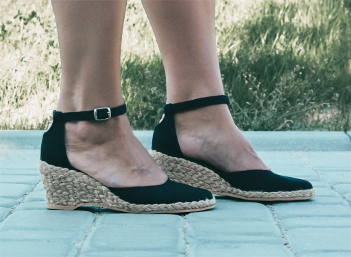 Espadryle spotykanka (7 cm ) CZARNE 34
