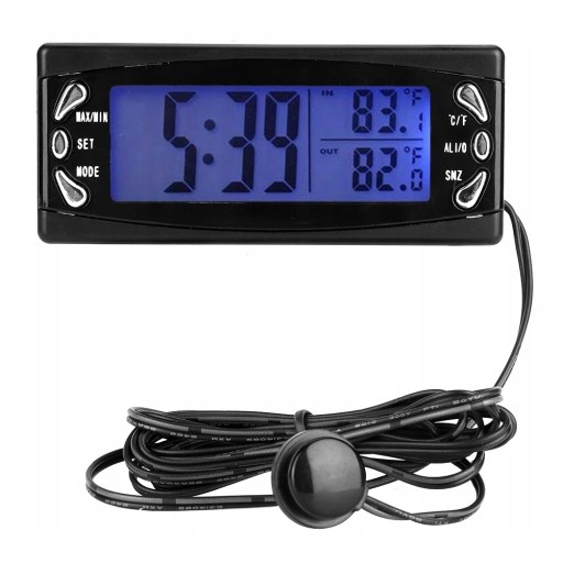 12V cyfrowy termometr samochodowy zegar