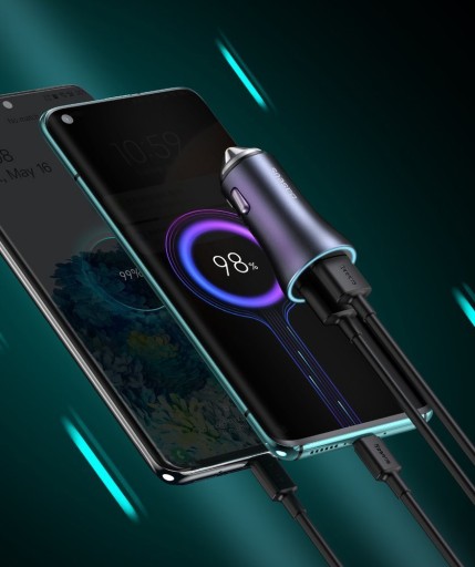 АВТОМОБИЛЬНОЕ ЗАРЯДНОЕ УСТРОЙСТВО BASEUS FAST ДЛЯ ТЕЛЕФОНА 2x USB МОЩНЫЙ ИСТОЧНИК ПИТАНИЯ 40 Вт