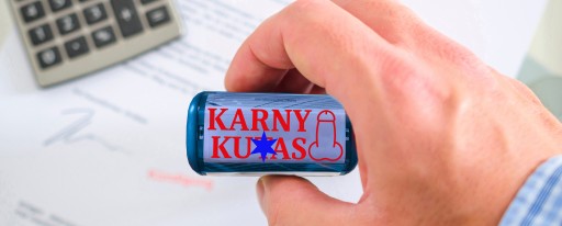 PIECZĄTKA NIEBIESKA AUTOMATYCZNA NAPIS KARNY KU*AS GADŻET ŚMIESZNA