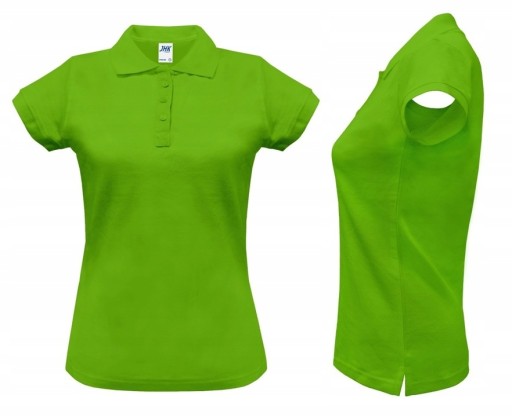 KOSZULKA POLO damska POLÓWKA bawełniana JHK POPL-200 limonkowa LM r. XL