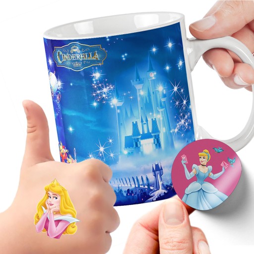 ПОДАРОЧНЫЙ НАБОР КРУЖКА ДЛЯ ДЕТЕЙ ТАТУ НАКЛЕЙКИ DISNEY PRINCESS