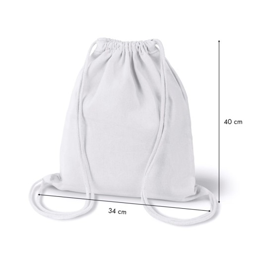 PLECAK BAWEŁNIANY BIAŁY GRUBY 220g 34x40 cm SZKOLNY MIEJSKI SPORTOWY EKO