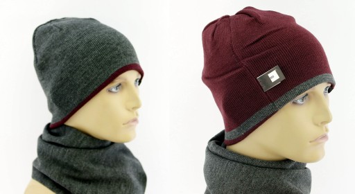 Мужской комплект: двусторонняя зимняя шапка и шарф BLOCK Headwear, размер 53–57