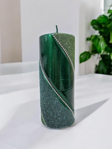 ŚWIECA ozdobna BOLERO NEW zielony17,5cm ARTMAN walec