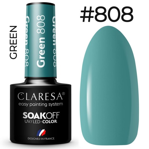 CLARESA ЗЕЛЕНЫЙ ГИБРИДНЫЙ ЛАК GREEN 808 5 мл