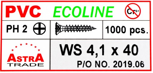 WKRĘTY DO OKUĆ PVC ECOLINE WS 4,1X40 1000 szt