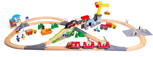 OGROMNA Drewniana Kolejka XXL PUZZLE mata Pociąg