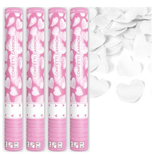 WHITE HEARTS CONFETTI ТРУБКИ 40 см 4 шт.