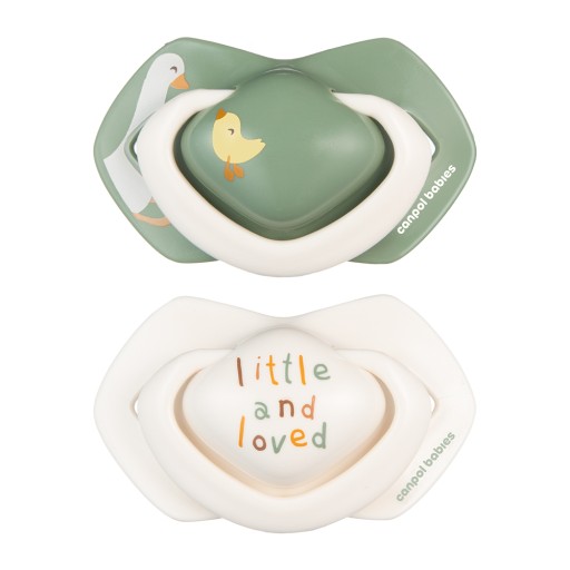 CANPOL SILIKONOWY SMOCZEK SYMETRYCZNY LIGHT TOUCH GOOSE 0-6m 2 szt.