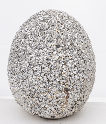 Jajko w kwiaty figurka srebrny 11,5cm WIELKANOC