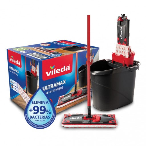 НАБОР швабры Vileda Ultramax с плоской шваброй ВЕДРО + 3 БЕСПЛАТНЫЕ тряпки!