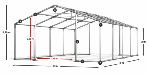 Namiot Budowlany 8x8m Hala Przemysłowa DAS 580 W