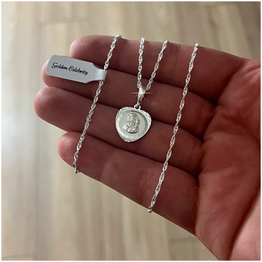 СЕРЕБРЯНАЯ ЦЕПЬ СИНГАПУР + МЕДАЛЬ 925 БОЖЬЕЙ МАТЕРИ ЧЕНСТОХОВСКАЯ + ГРАВИРОВКА