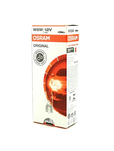 1x БЕСКОЛЕСНАЯ ЛАМПОЧКА OSRAM ORIGINAL W5W 12 В, БЕЛАЯ