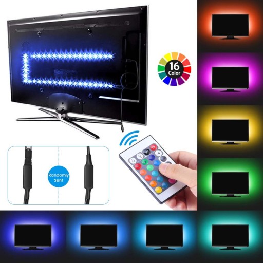 ПОДСВЕТКА ТЕЛЕВИЗОРА 16 СВЕТОДИОДОВ RGB 300см ПУЛЬТ ДУ USB