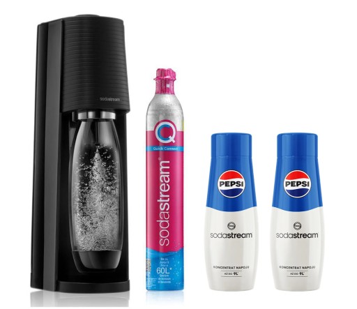 SodaStream TERRA BLACK Насыщатель + 2x СИРОП ПЕПСИ