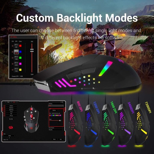 Игровая мышь Redragon M601 RGB Проводная 7-кнопочная программируемая макрос мышь