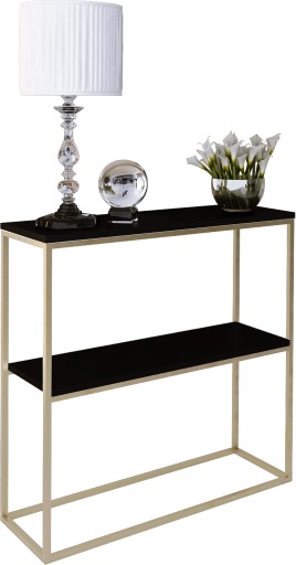 Двойная узкая консоль Hall Glamour 80x30h80 Столешница Gold + Mini Pearl