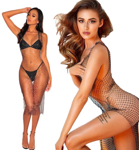 SUKIENKA NARZUTKA HALKA MINI SEXY CYRKONIE DEKOLT