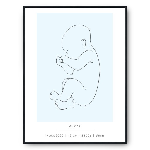 Plakat Metryczka Noworodka 1:1 Kolory 50x70 MN01