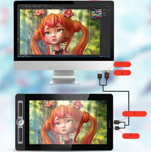Графический планшет BOSTO BT-16HD PRO IPS с диагональю 15,6 дюйма