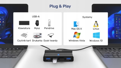 KVM-переключатель Unitek H1310A, 4 порта USB, 5 Гбит/с, активный