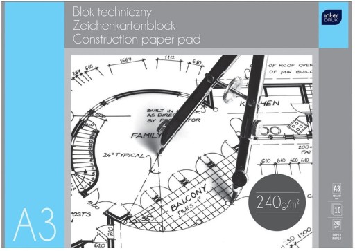 Blok Techniczny A3 Premium 10 K Białych Interdruk