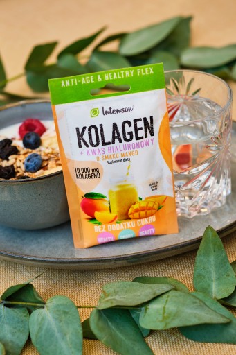 10x INTENSON KOLAGEN + KWAS HIALURONOWY + WITAMINA C do picia o smaku mango