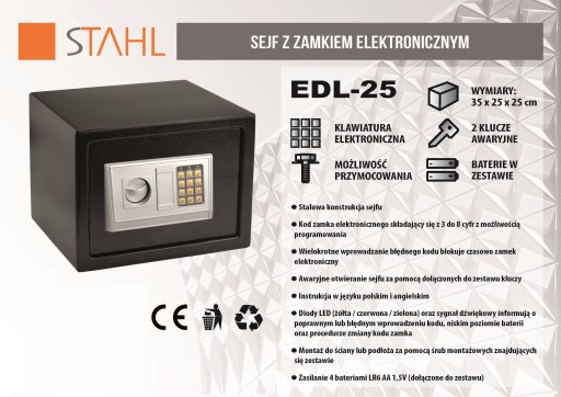 Сейф с электронным цифровым замком EDL-25
