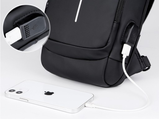 ВМЕСТИМАЯ МУЖСКАЯ СУМКА РЮКЗАК КОШЕЛЕК ЧЕРНАЯ ВОДОНЕПРОНИЦАЕМАЯ USB-СУМКА