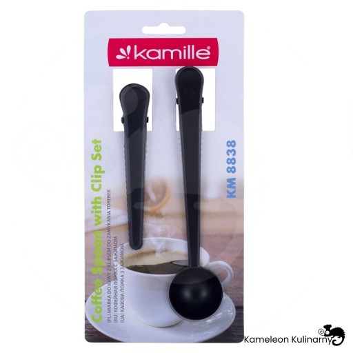 МЕРКА ДЛЯ КОФЕ + ЗАЖИМ, нержавеющая сталь, черный KAMILLE KM8838